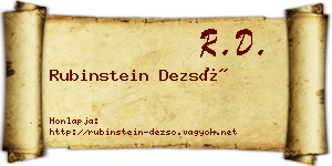 Rubinstein Dezső névjegykártya